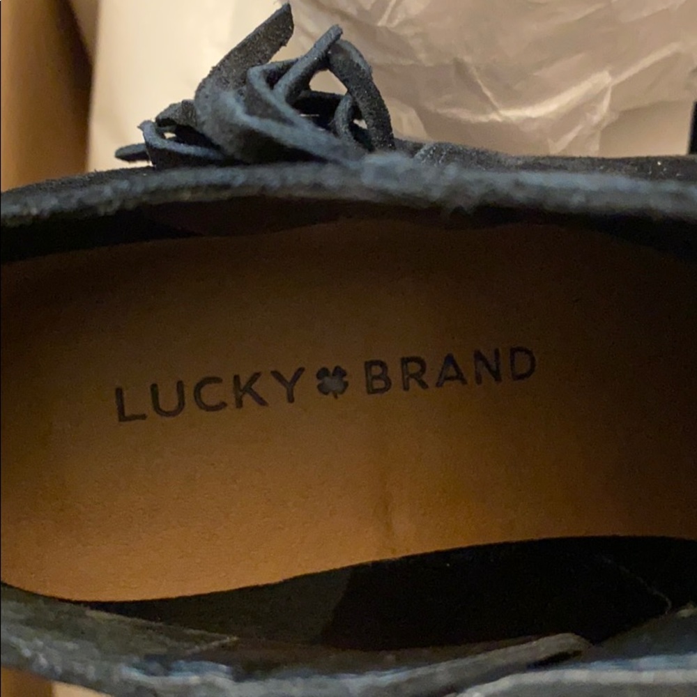 Lucky Brand Felisie Black Suede Fringe Booties - Picture 5 of 8